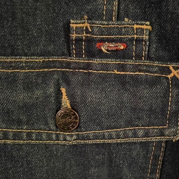 Vintage Coca Cola Denim Jeans Jacket Dark Wash Long Sleeve Collared Size Medium - Picture 5 of 6
